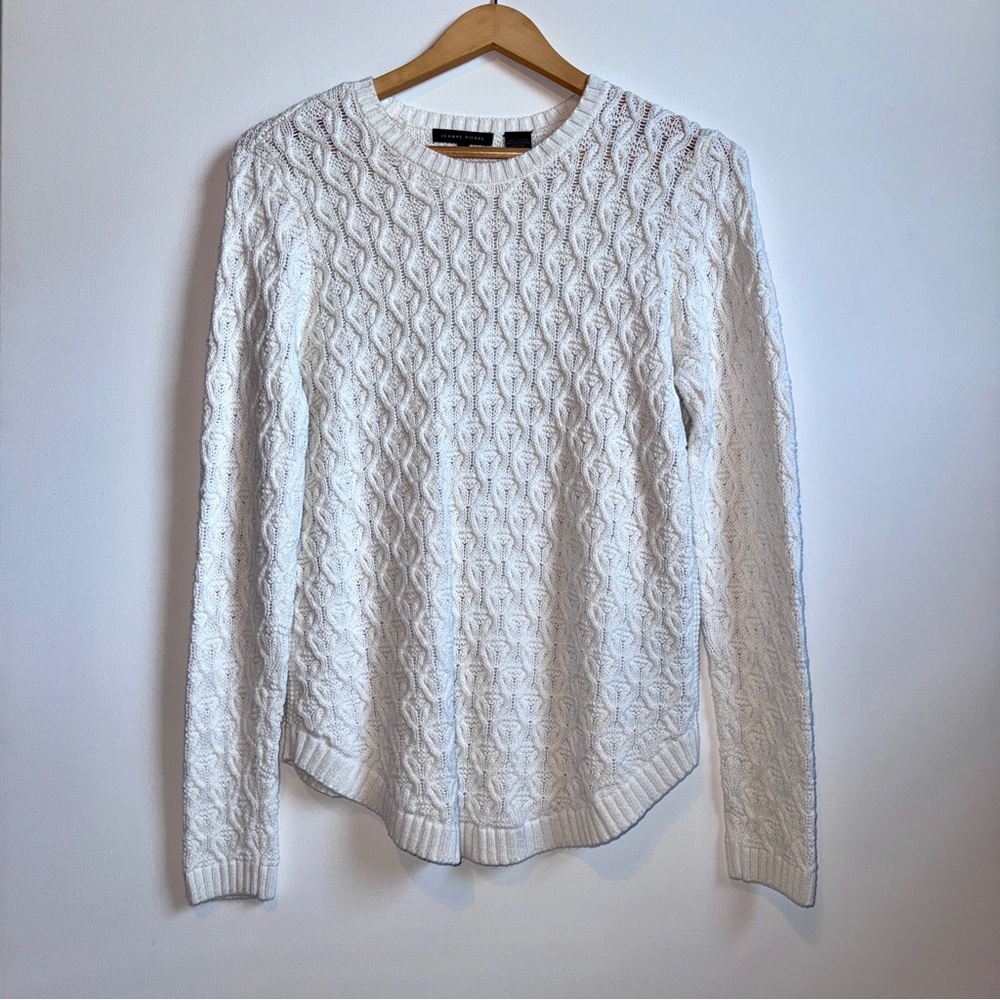 Vintage Jeanne Pierre Cotton Cable Knit Sweater Ivory Size Small Coquette Preppy